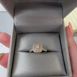 14K Rose and White Gold Engagement ring